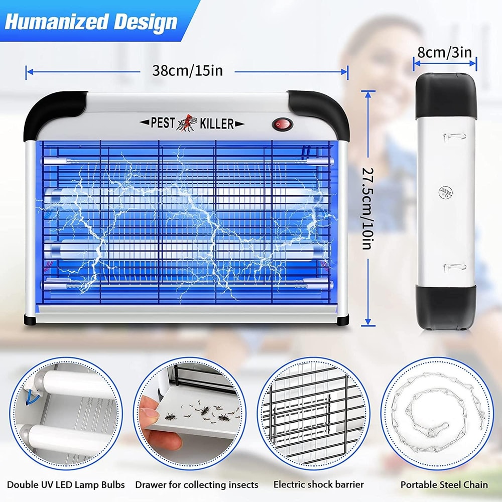 20W Indoor Mosquito Killer Lamp Electric Fly Killer with UV Trap Quiet Safe Bug Zapper