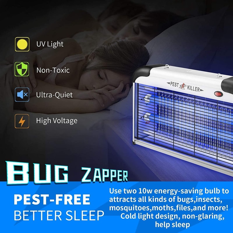 20W Indoor Mosquito Killer Lamp Electric Fly Killer with UV Trap Quiet Safe Bug Zapper