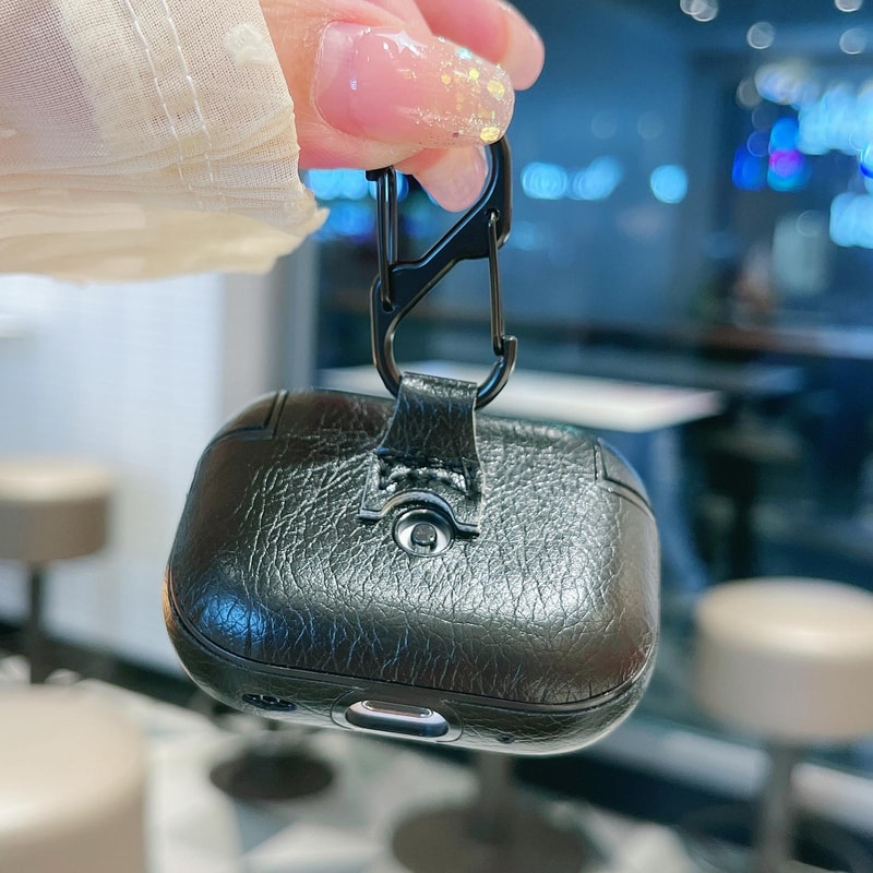 Leather AirPods Case With Hook Shockproof PU Cover 4
