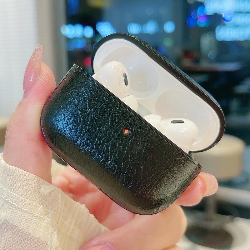 Leather AirPods Case With Hook Shockproof PU Cover 5