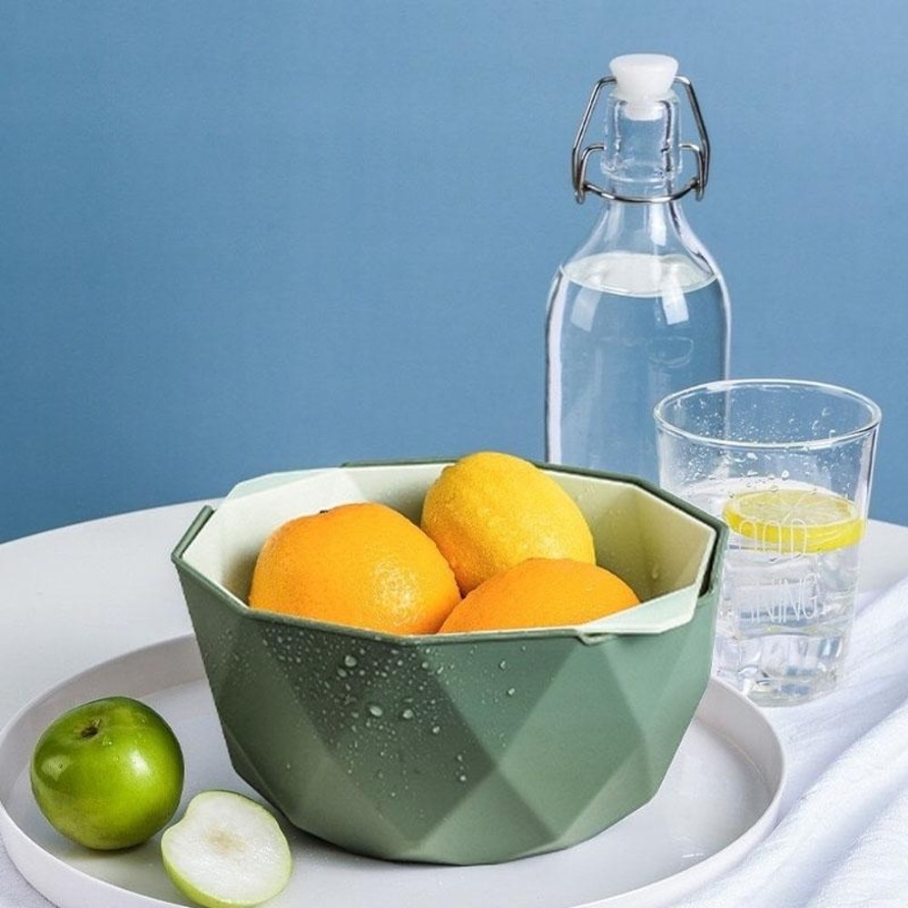 Double Layer Drain Basket With Colander Kitchen Strainer For Fruits Vegetables Washing 8