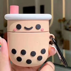bubble tea airpods case cute silicone protective cover