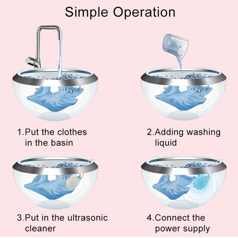 Portable Ultrasonic Washing Machine Mini Cleaner For Clothes Jewelry Produce 9
