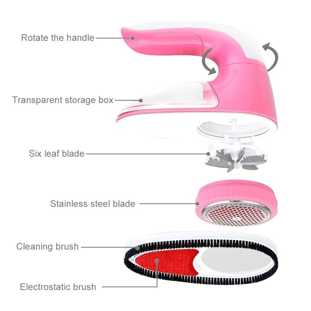 USB Rechargeable Lint Remover With Rotating Handle Portable Fabric Shaver For Clothes Upholstery 2