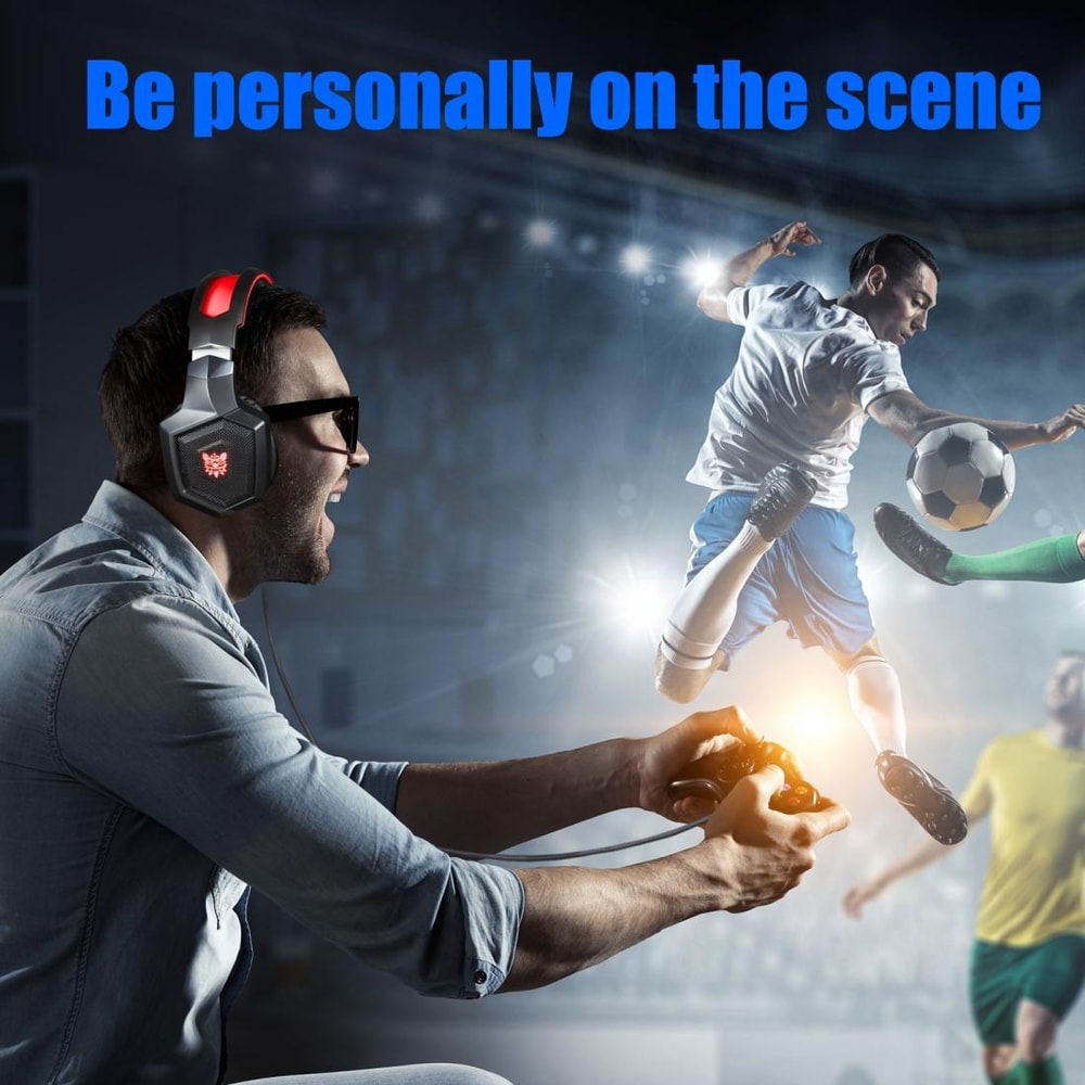 Gaming Headset With Mic LED Lights Gaming Headset Surround Sound Headphones PC Gaming Headphones 9