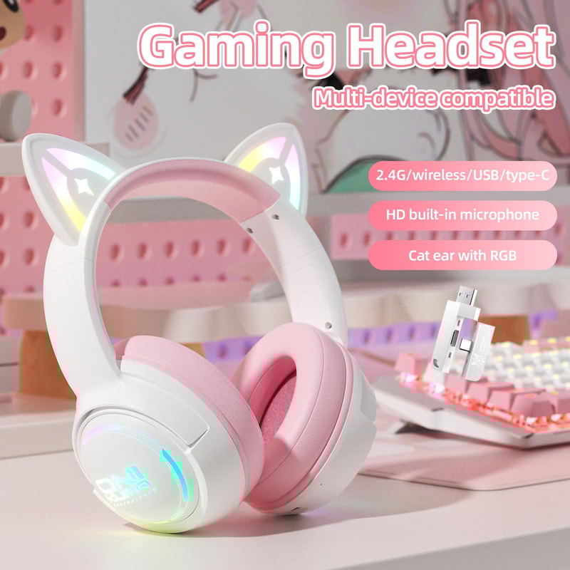GT838 Wireless Gaming Headset Bluetooth 24G Low Latency Over Ear Headphones 1