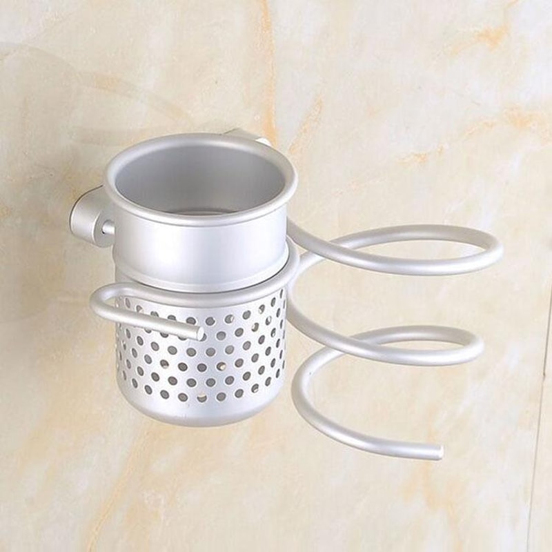 Wall Mount Hair Dryer Holder Organizer Rack With Spiral Bracket For Bathroom Storage 1