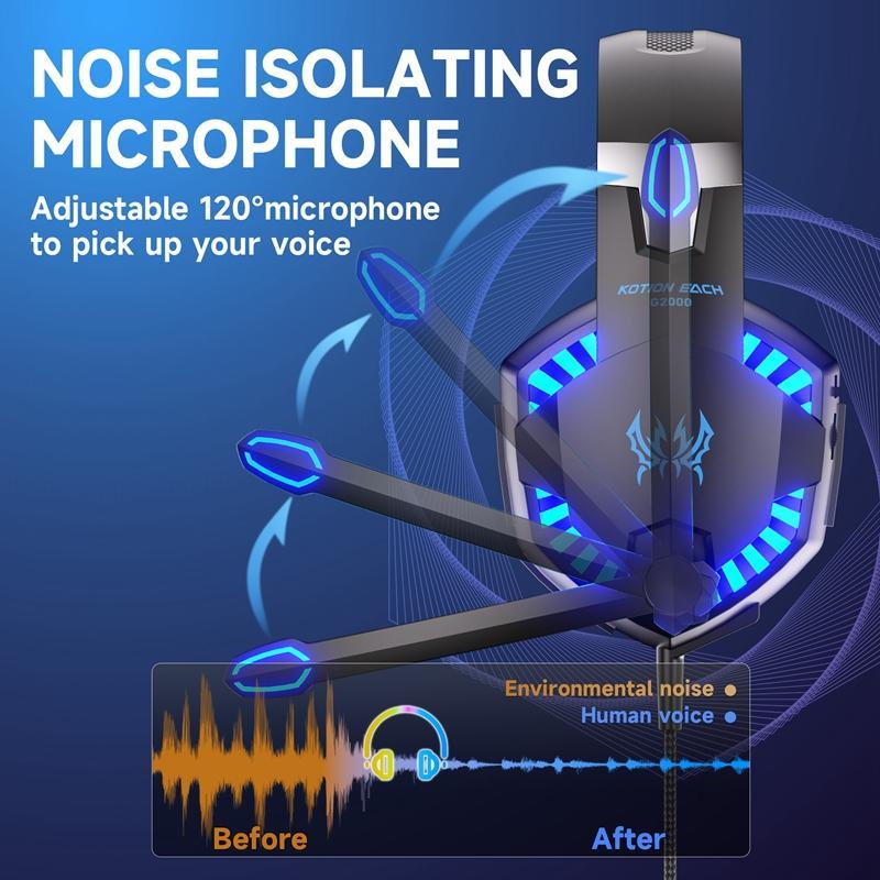 Wired Gaming Headset With Mic And LED Lights For PC And Console 2