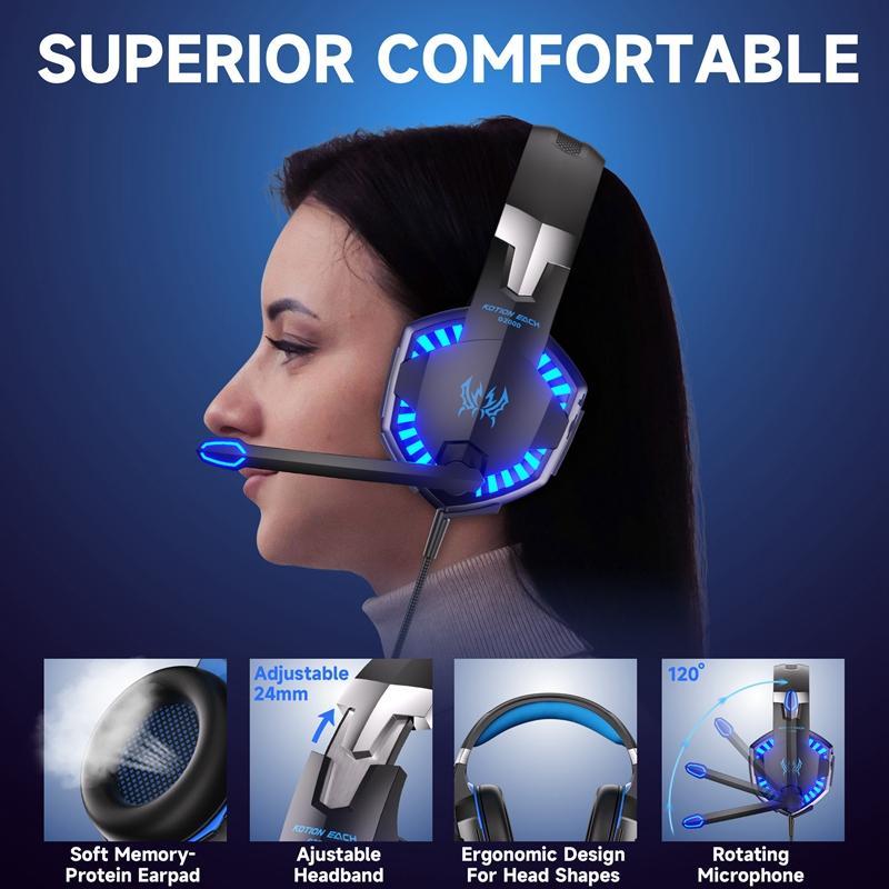 Wired Gaming Headset With Mic And LED Lights For PC And Console 4