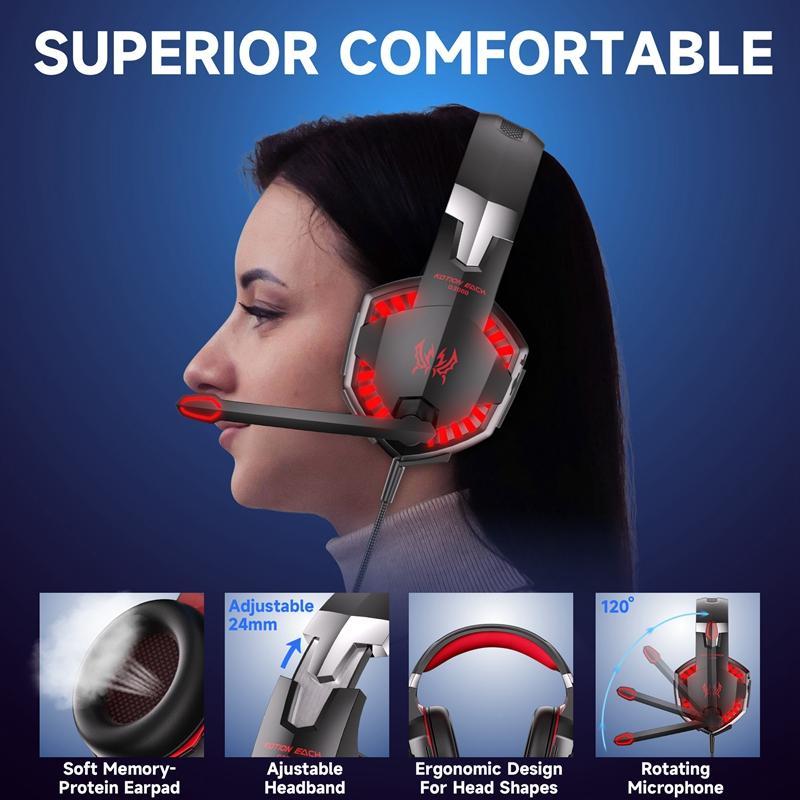 EACH Wired Gaming Headset With Mic And LED 4