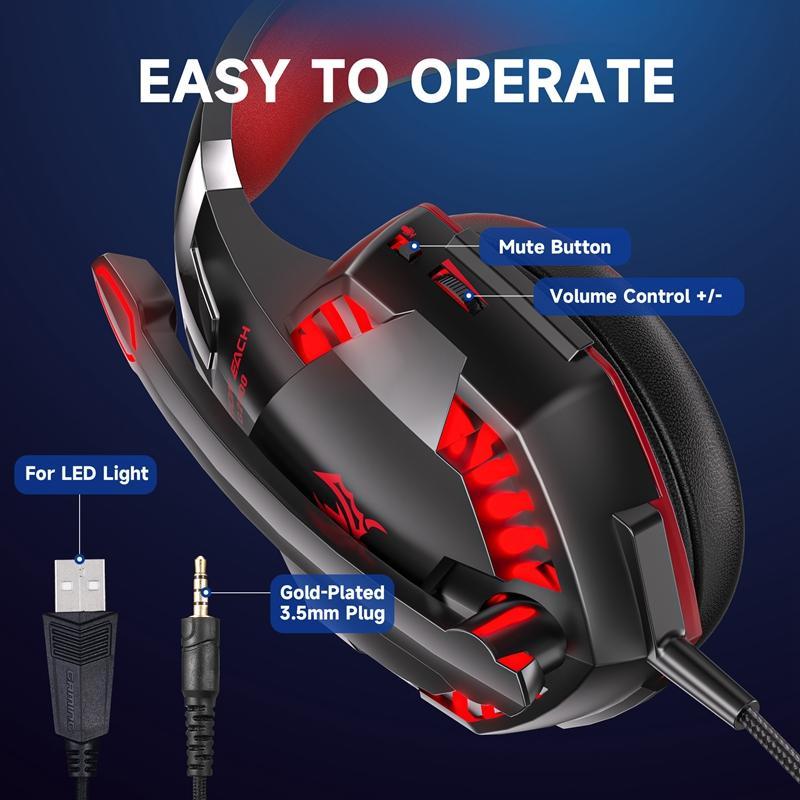 EACH Wired Gaming Headset With Mic And LED 7
