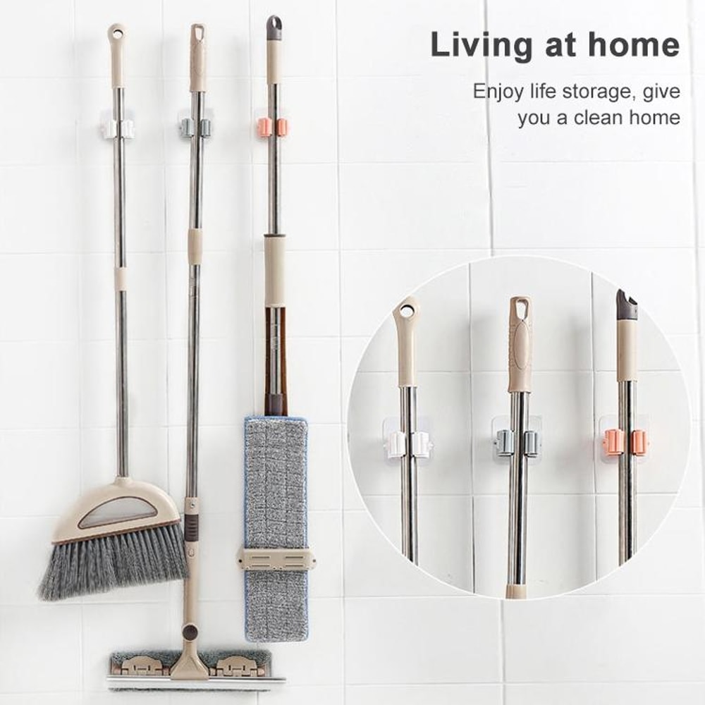 Wall Mounted Mop Holder Organizer With Strong Adhesive Broom Holder Rack For Kitchen Bathroom Stor 7