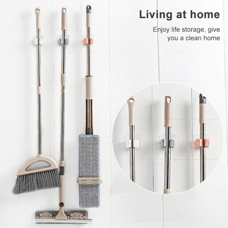 Wall Mounted Mop Holder Organizer With Strong Adhesive Broom Holder Rack For Kitchen Bathroom Stor 7
