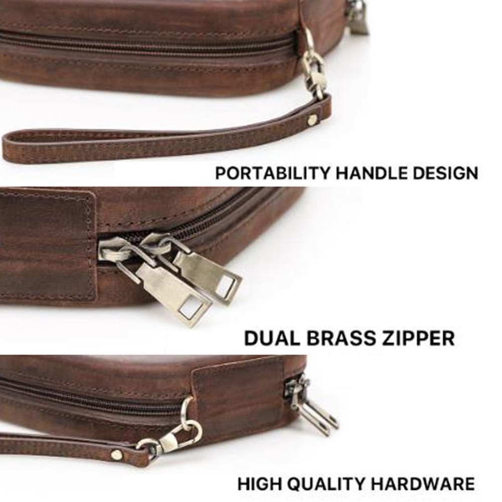 Leather AirPods Max Carrying Case with Wrist Strap and Protective Cover