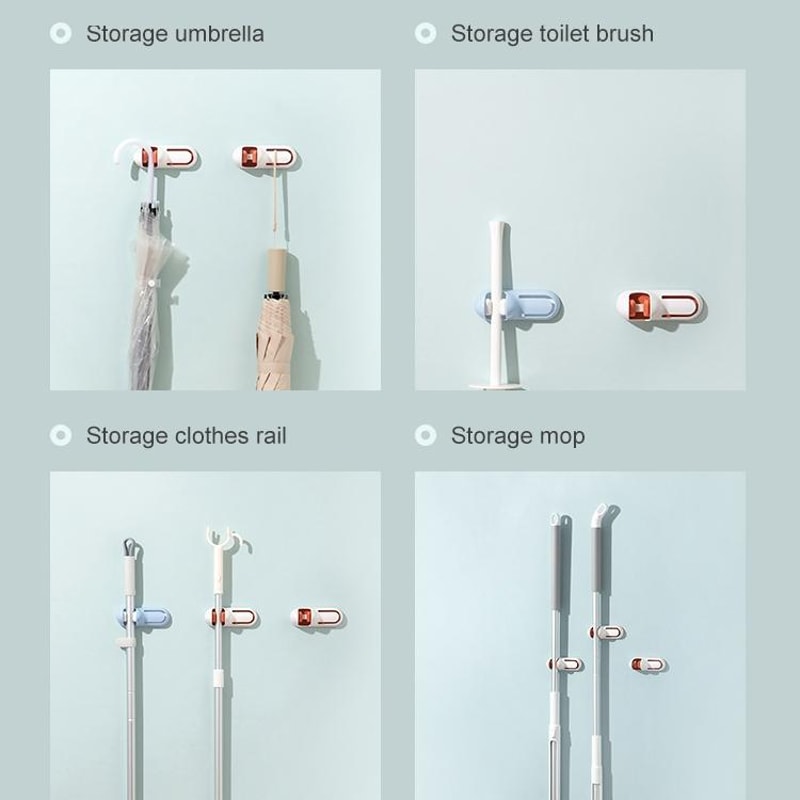 Wall Mounted Mop Holder With Anti Slip Grip Bathroom Broom Holder Rack Organizer 4