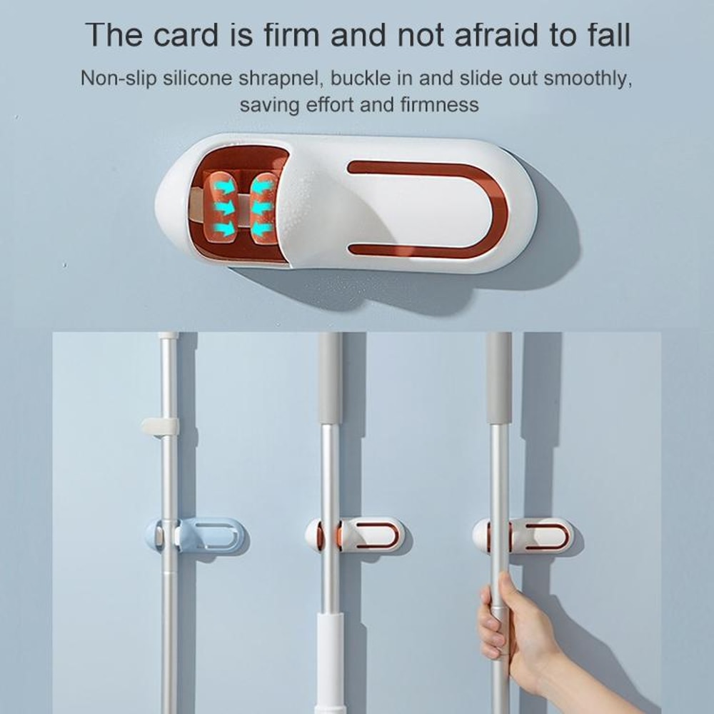 Wall Mounted Mop Holder With Anti Slip Grip Bathroom Broom Holder Rack Organizer 5