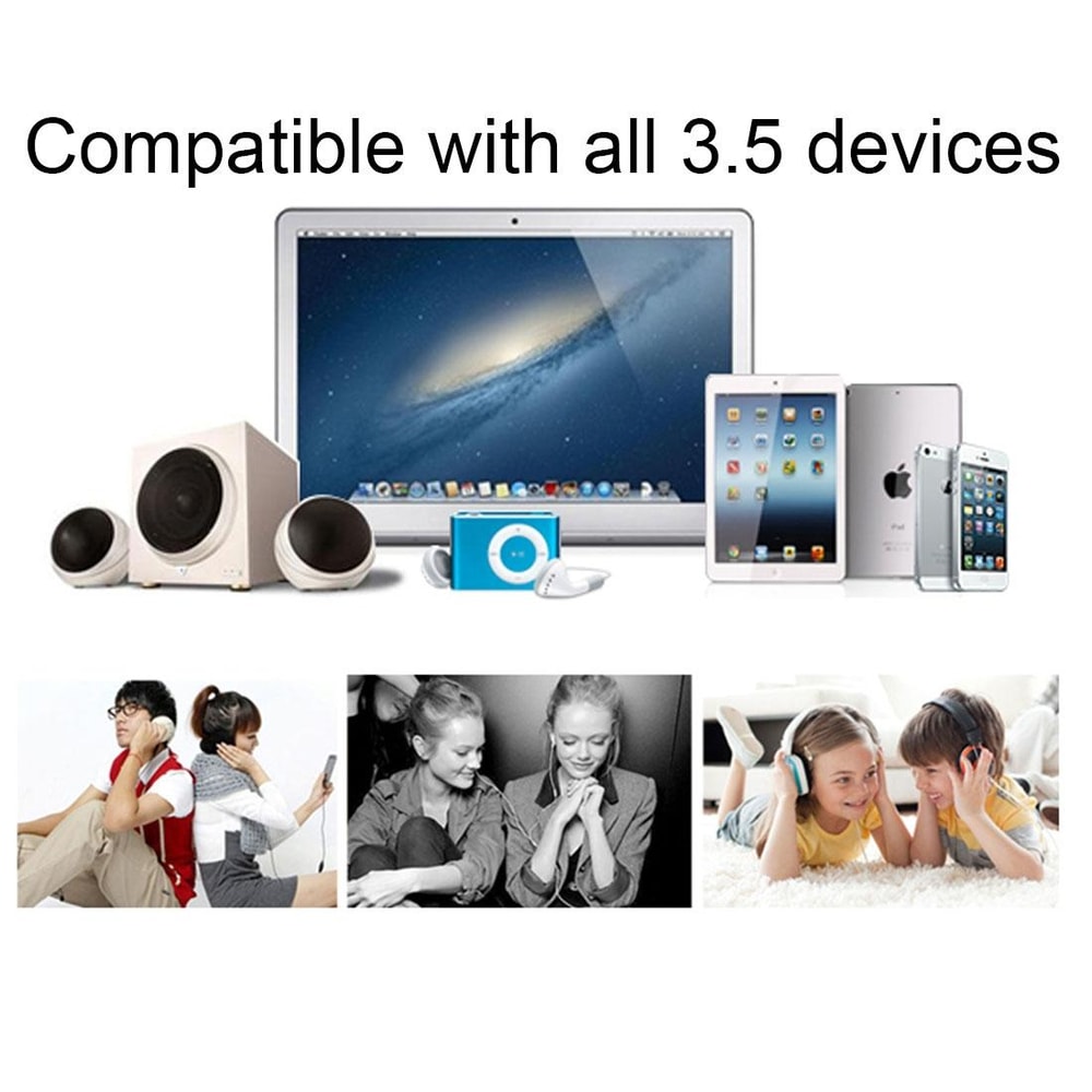 Dual Headphone Splitter Adapter Cable For Phones Tablets And Car Stereo 3