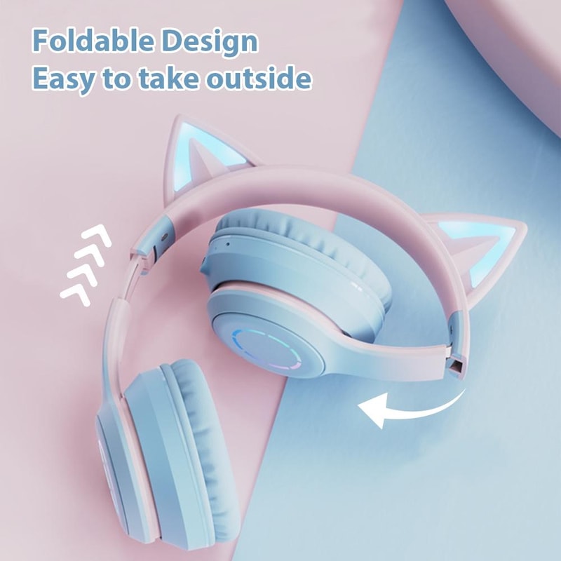 Cat Ear Wireless Bluetooth Headphones With Mic And RGB Lights 4