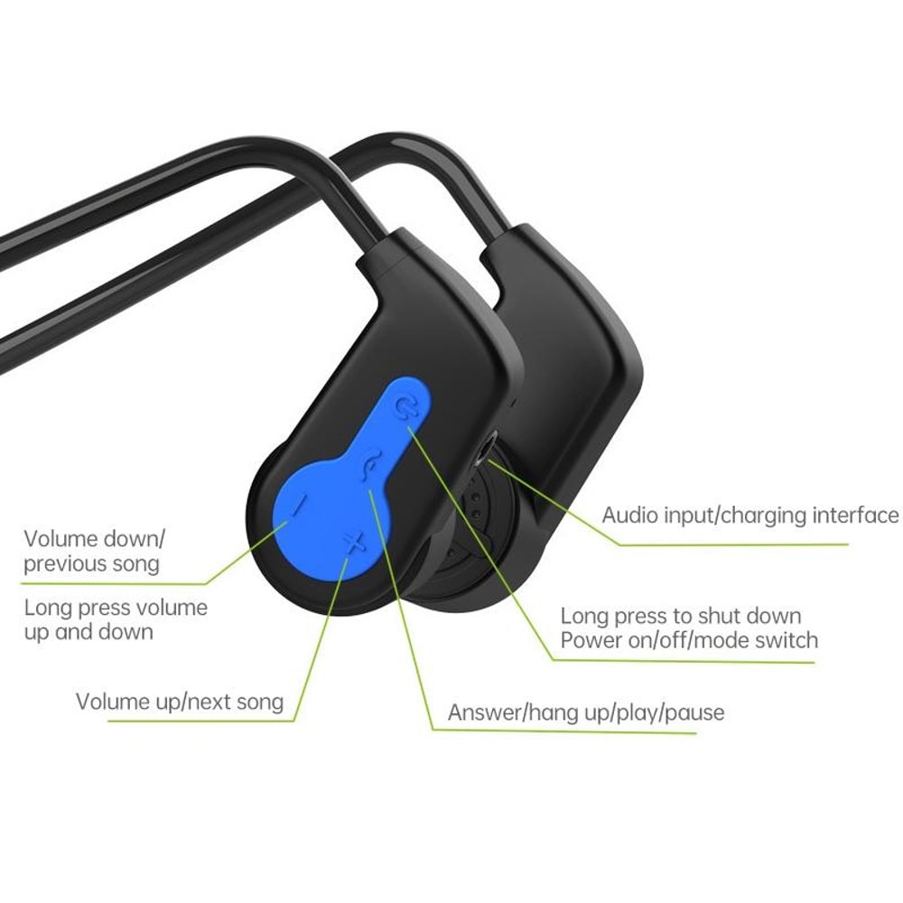 Bone Conduction Headphones With Memory Waterproof Open Ear Bluetooth Headset 3