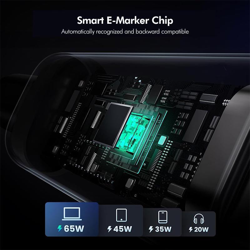 100W USB C Fast Charging Cable Nylon Braided Type C Cord With E Marker Chip 7