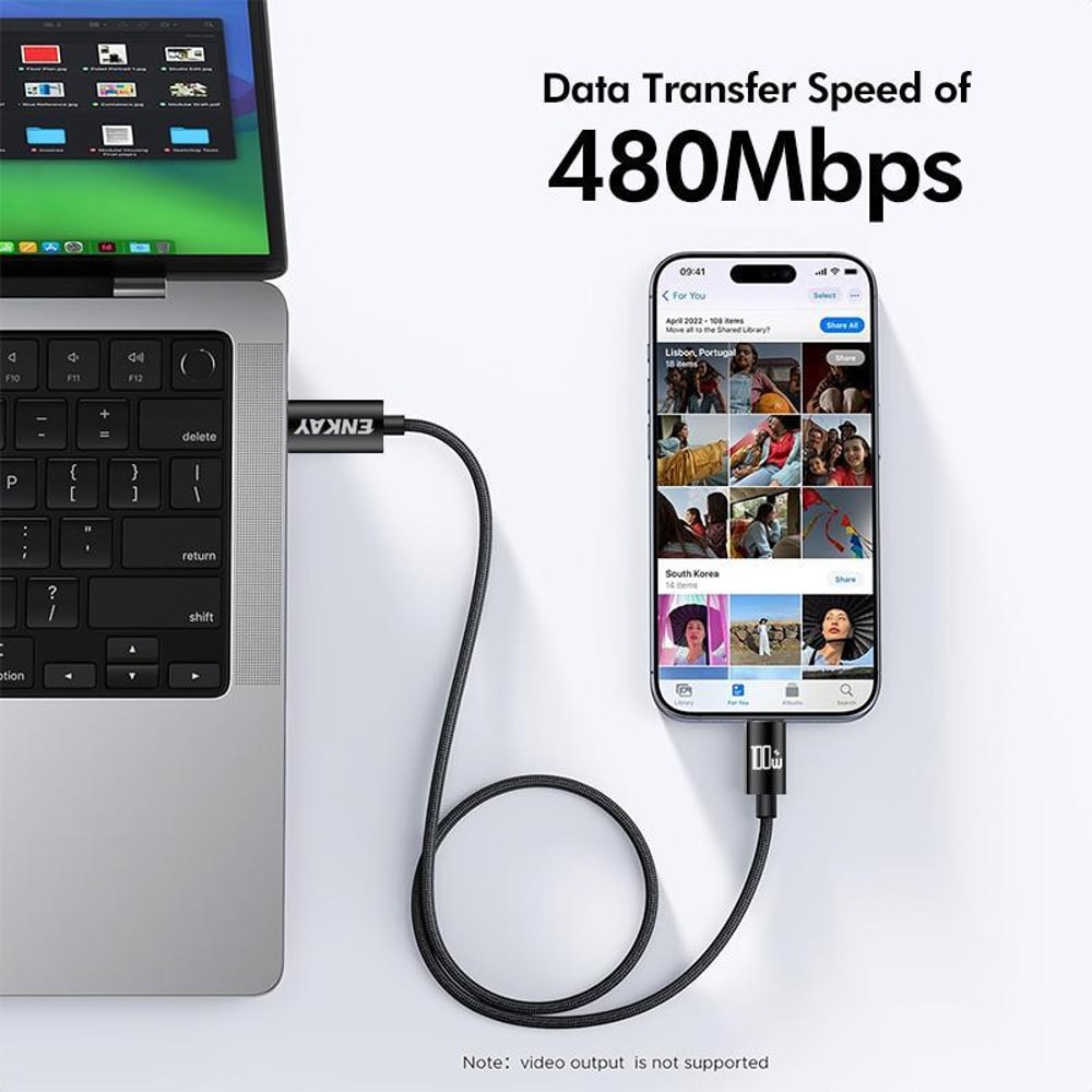 100W USB C Fast Charging Cable Nylon Braided Type C Cord With E Marker Chip 9