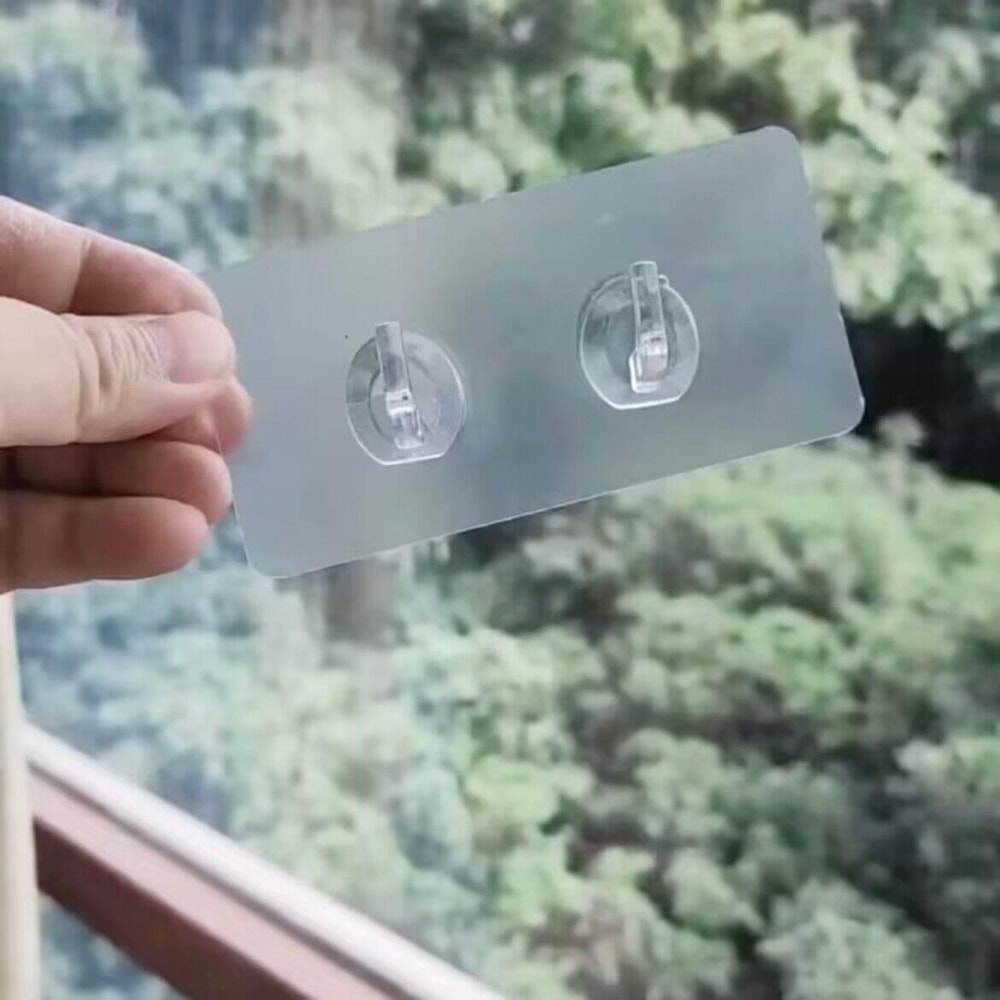 Transparent Double Adhesive Wall Hooks No Drill Damage-Free Sticky Hangers