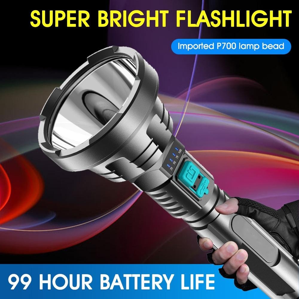 USB Rechargeable LED Tactical Flashlight Super Bright Flashlight Long Range Waterproof Torch 4