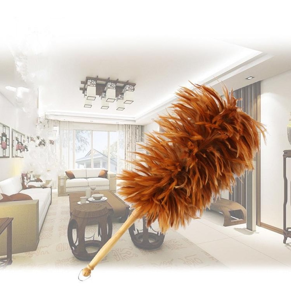 Premium Natural Feather Duster With Wooden Handle For Home Car Cleaning 7
