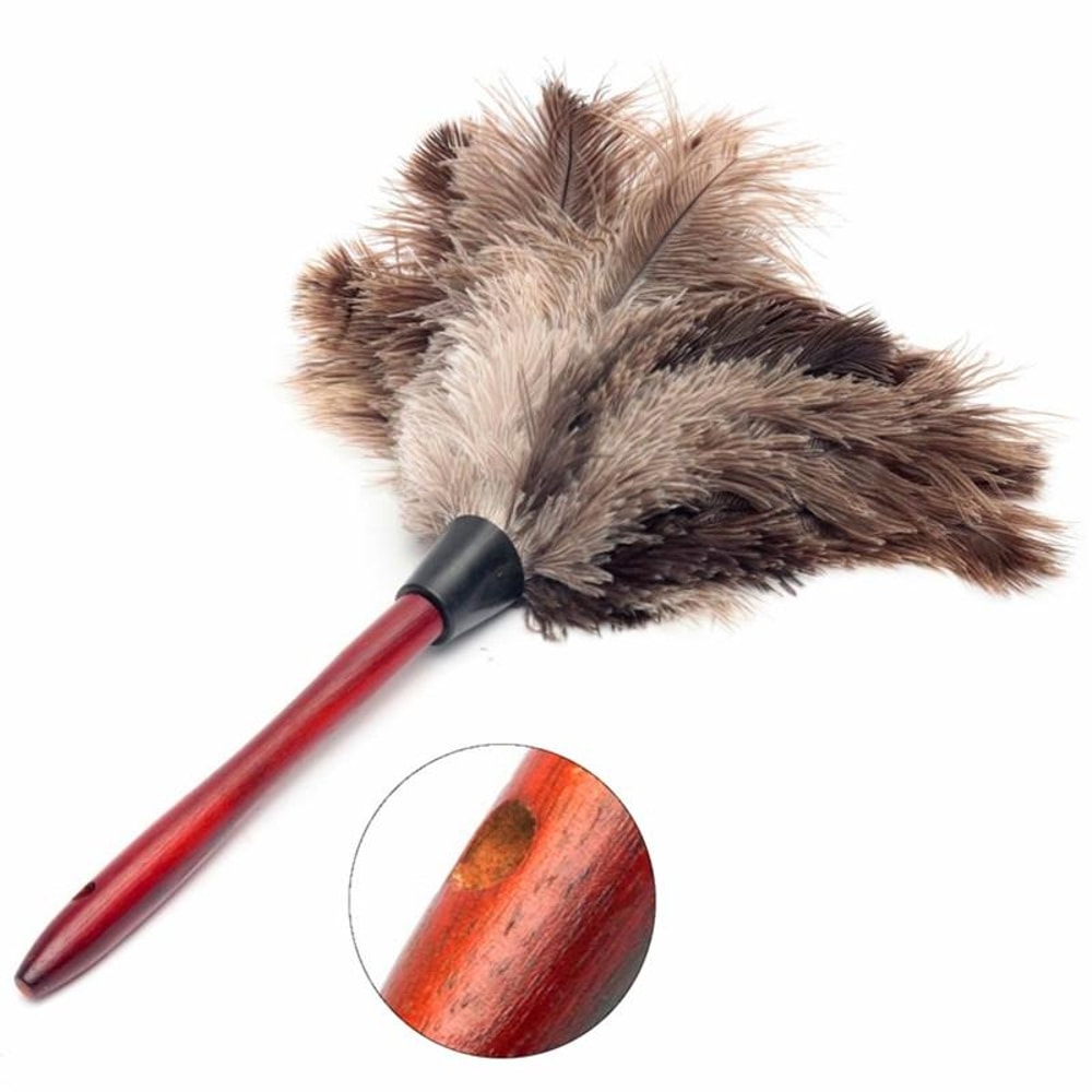 Premium Natural Feather Duster with Wooden Handle for Home & Car Cleaning