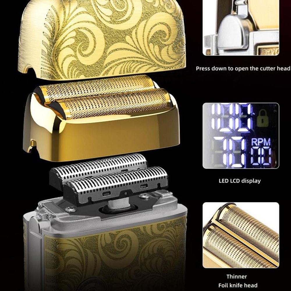 2in1 Bald Head Shaver Hair Clipper Kit Waterproof USB Rechargeable Grooming Set For Men 9