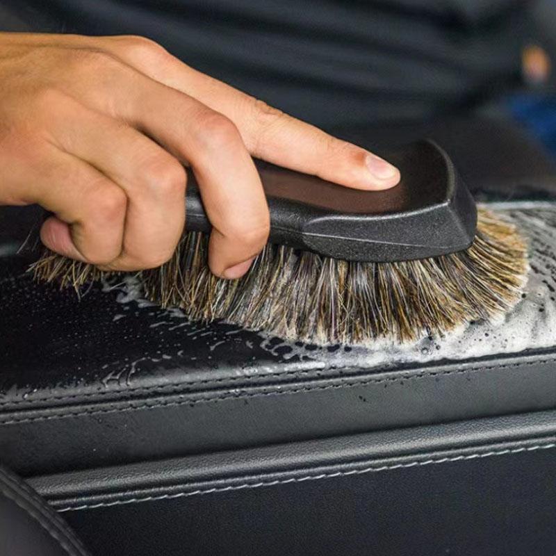 Premium Car Interior Cleaning Brush Horsehair Detailing Brush For Dashboard Vents Leather Care 0