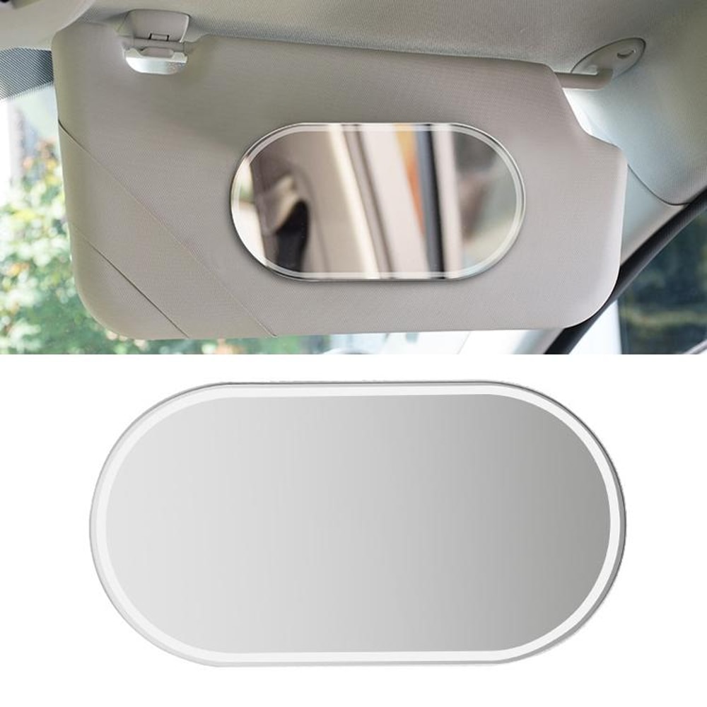 Car Sun Visor HD Stainless Steel Makeup Mirror Compact StickOn Vanity Mirror 1