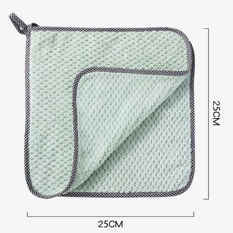 Oil Absorbent Dishcloth Soft Coral Fleece Kitchen Towel with Hang Loop