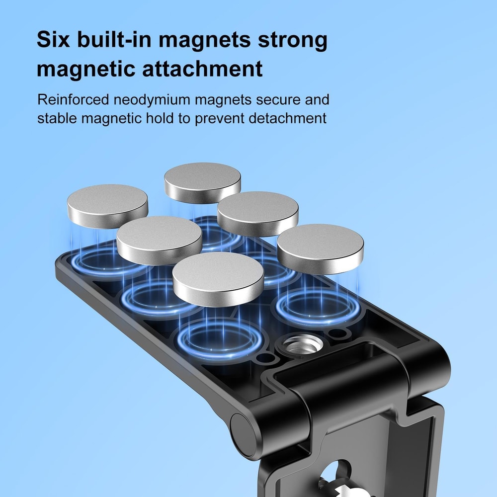 Magnetic Mount L Bracket for Insta360 & DJI Pocket, Foldable Action Camera Stand