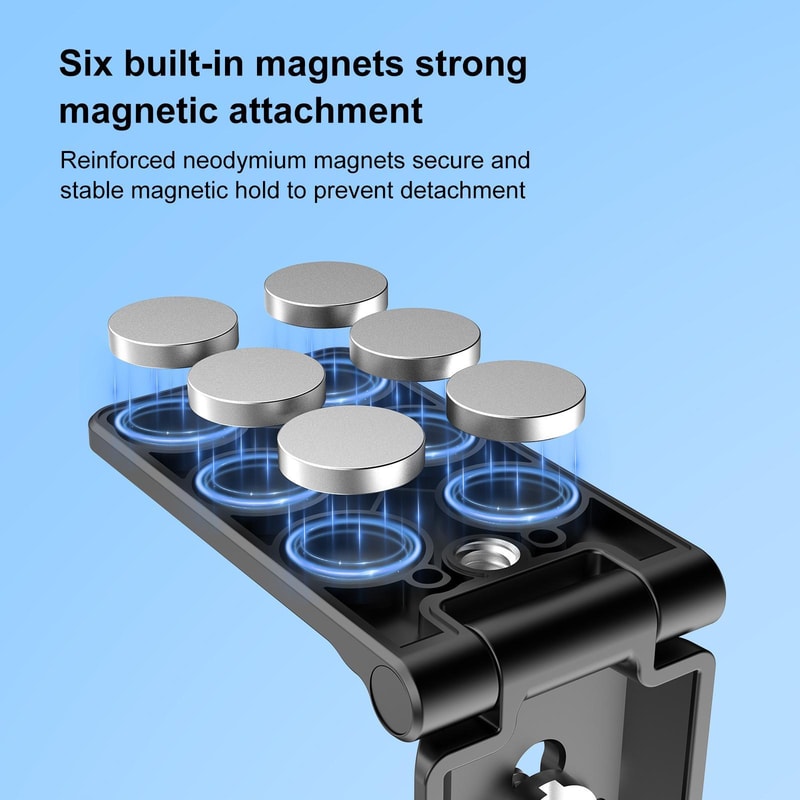 Magnetic Mount L Bracket for Insta360 & DJI Pocket, Foldable Action Camera Stand