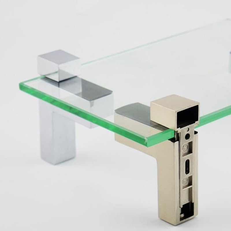 Adjustable Zinc Alloy Glass Shelf Bracket Clip Polished FType Support Holder 6