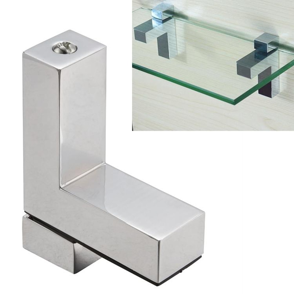 Adjustable Zinc Alloy Glass Shelf Bracket Clip Polished FType Support Holder 7