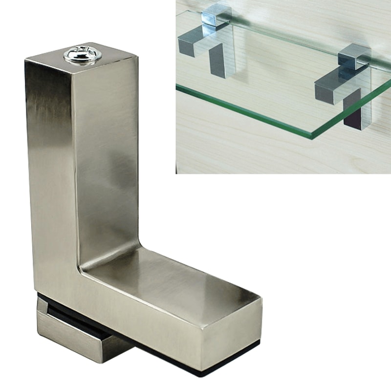 Adjustable Zinc Alloy Glass Shelf Bracket Clip Polished FType Support Holder 8