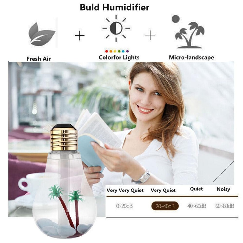 Bulb Design Aromatherapy Humidifier With LED Light Portable Air Humidifier For Home Car Office 5
