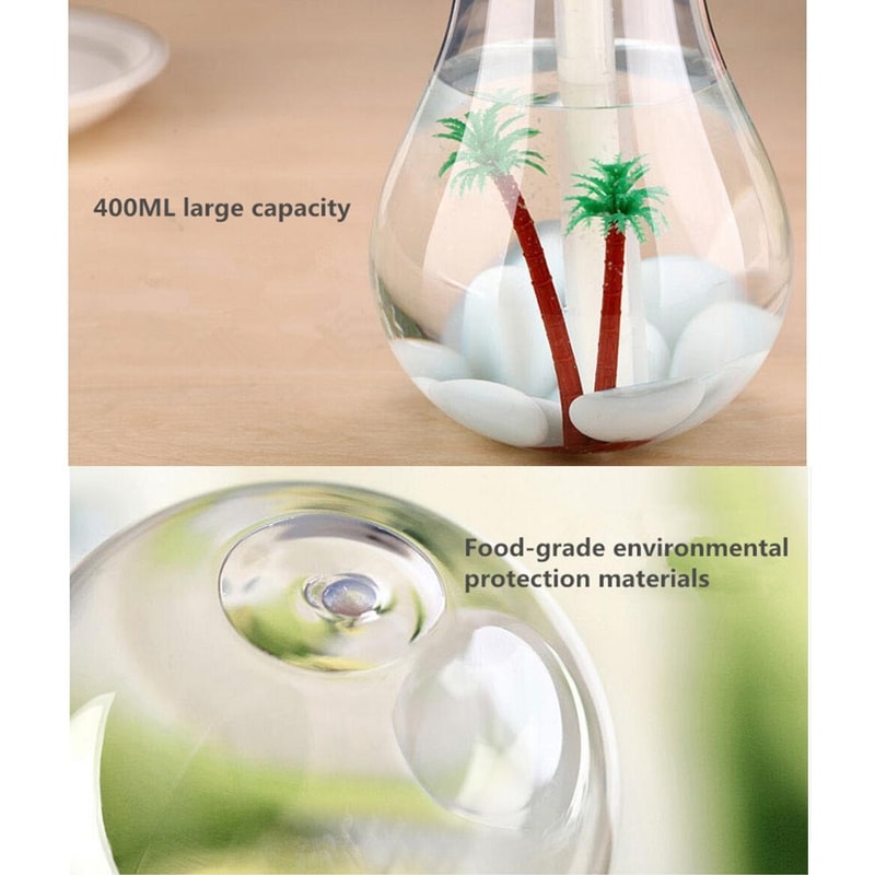 Bulb Design Aromatherapy Humidifier With LED Light Portable Air Humidifier For Home Car Office 6