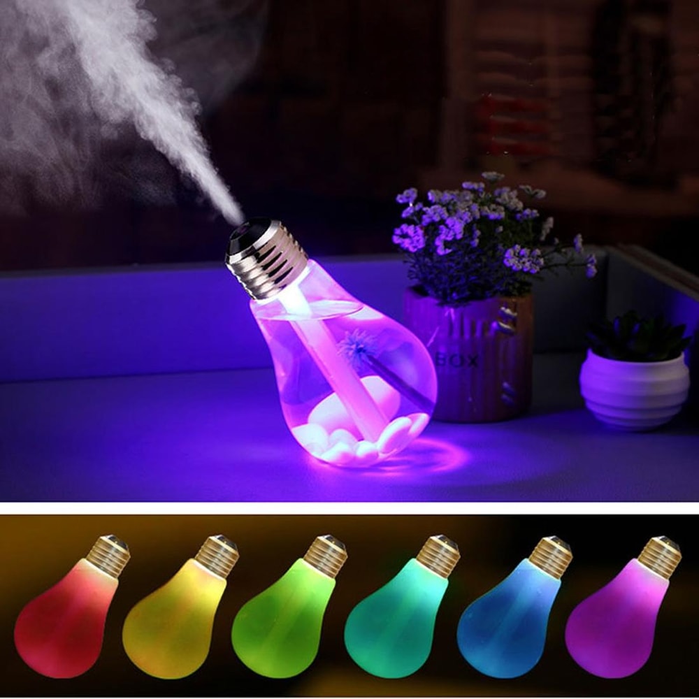 Bulb Design Aromatherapy Humidifier With LED Light Portable Air Humidifier For Home Car Office 11