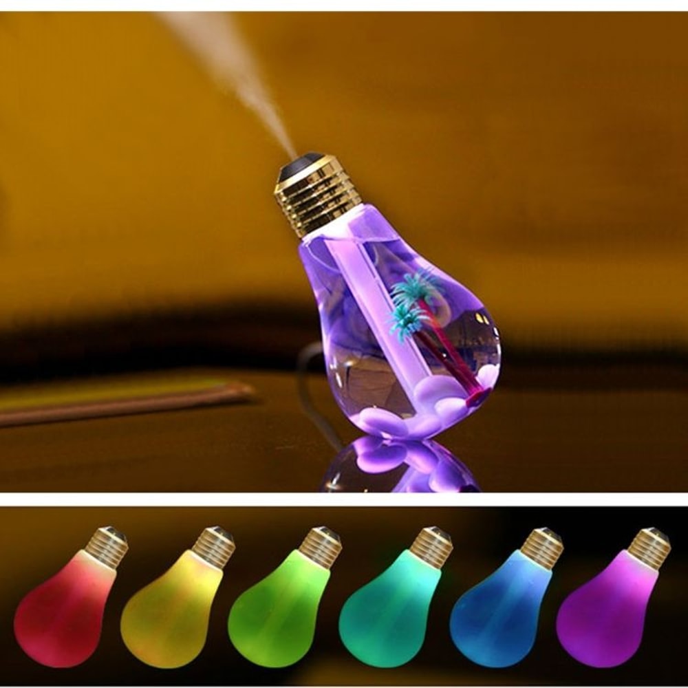 Bulb Design Aromatherapy Humidifier With LED Light Portable Air Humidifier For Home Car Office 12