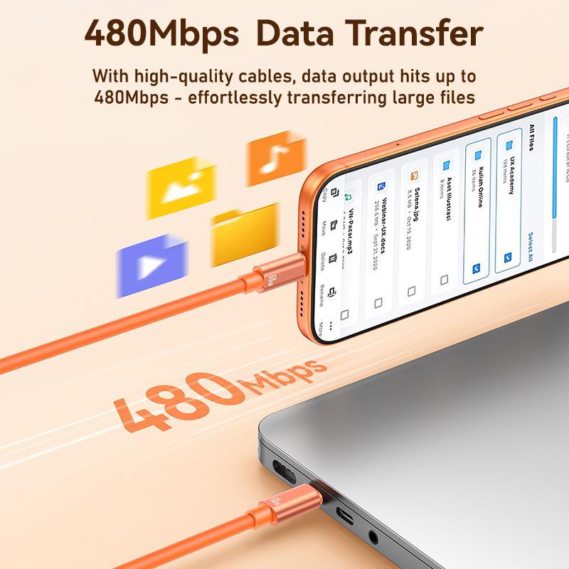 60W Fast Charging USB C Cable Lanyard Short Silicone Type C Charger Cable 10