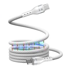 magnetic self coiling usb c to usb c cable with 100w fast charging braided design