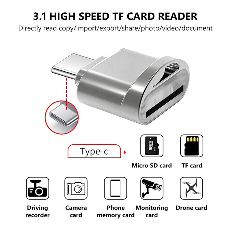 USB C Micro SD Card Reader Adapter Fast Type C TF Card Reader For Phones Tablets 4