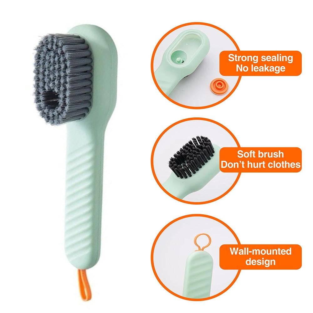 Press Dispensing Shoe Cleaning Brush With BuiltIn Soap Reservoir Soft Nano Bristles 2
