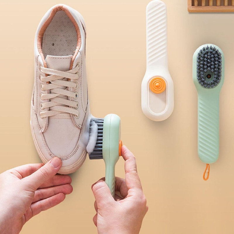 Press Dispensing Shoe Cleaning Brush With BuiltIn Soap Reservoir Soft Nano Bristles 5