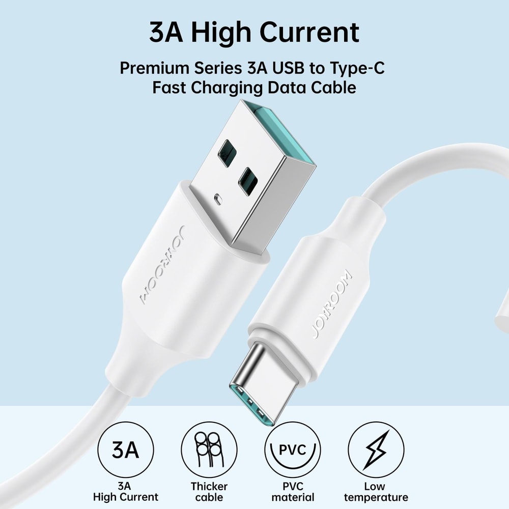 3A Fast Charging USB To USB C Cable Durable Flexible Data Sync Cord 1