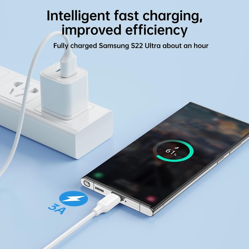 3A Fast Charging USB To USB C Cable Durable Flexible Data Sync Cord 2