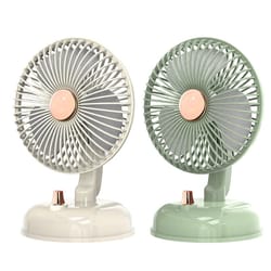 retro portable usb fan with quiet oscillation and adjustable speed for desk and travel